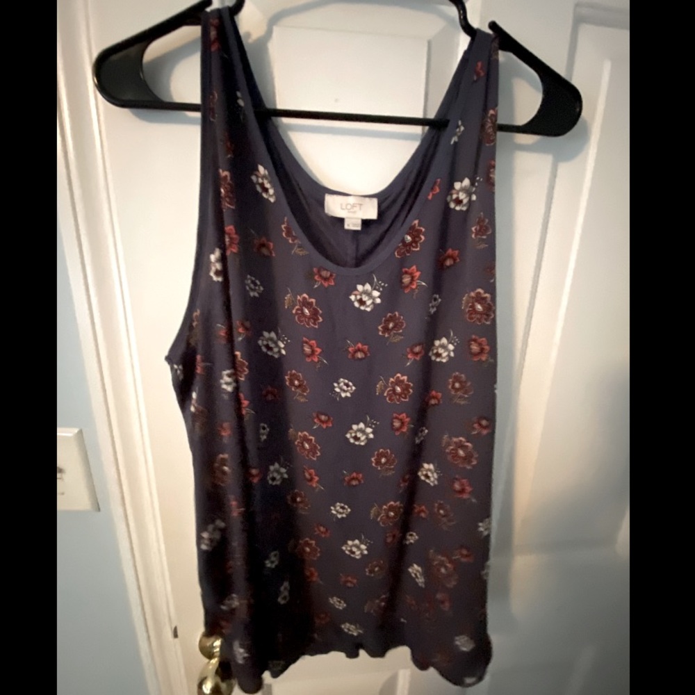 Loft mixed media purple floral tank XL